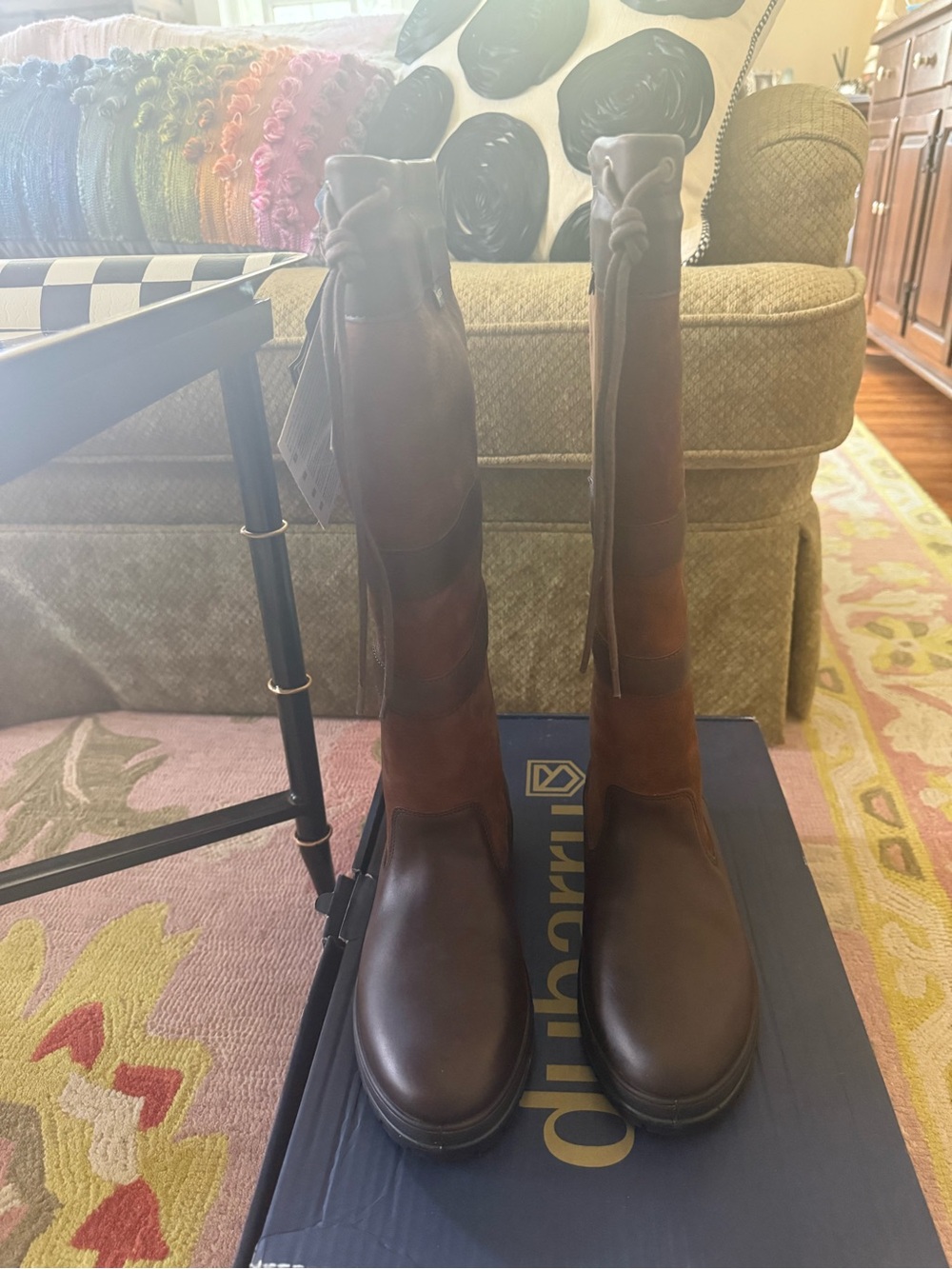 Dubarry of Ireland Brown Leather Tall Lace-Up Riding Boots - Picture 1 of 8